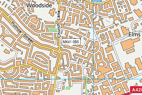 MK41 0BS map - OS VectorMap District (Ordnance Survey)