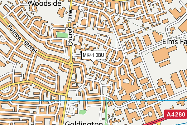 MK41 0BU map - OS VectorMap District (Ordnance Survey)