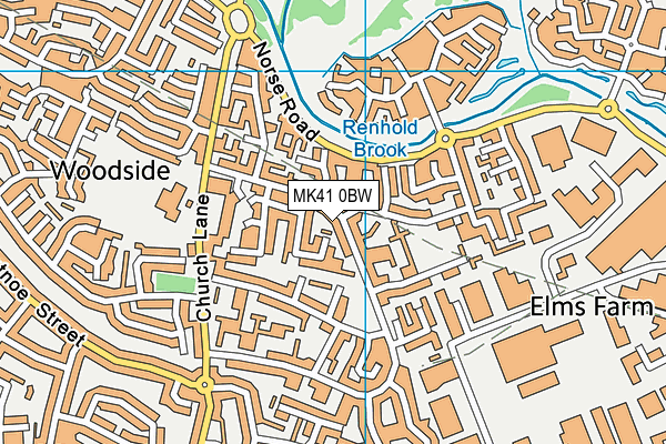 MK41 0BW map - OS VectorMap District (Ordnance Survey)