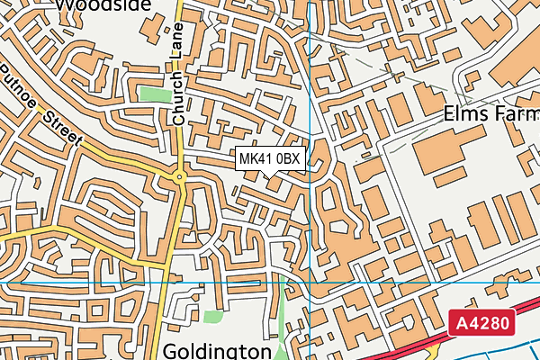 MK41 0BX map - OS VectorMap District (Ordnance Survey)