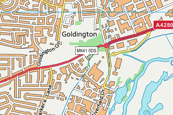 MK41 0DS map - OS VectorMap District (Ordnance Survey)