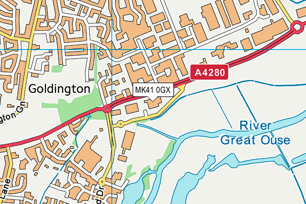 MK41 0GX map - OS VectorMap District (Ordnance Survey)