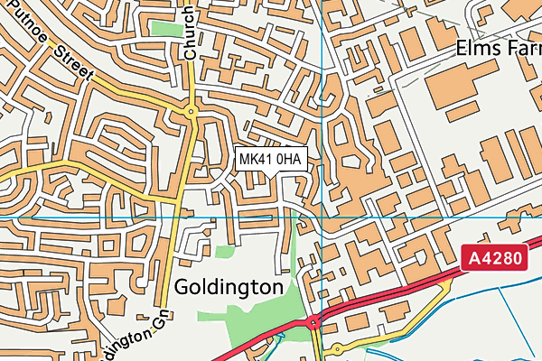 MK41 0HA map - OS VectorMap District (Ordnance Survey)