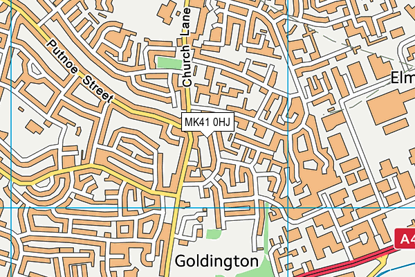 MK41 0HJ map - OS VectorMap District (Ordnance Survey)