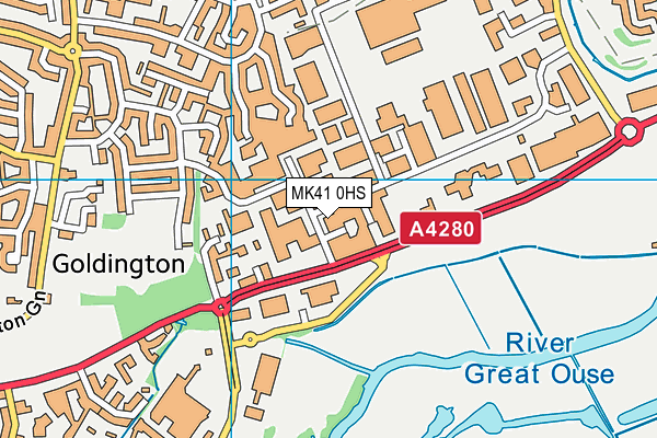 MK41 0HS map - OS VectorMap District (Ordnance Survey)