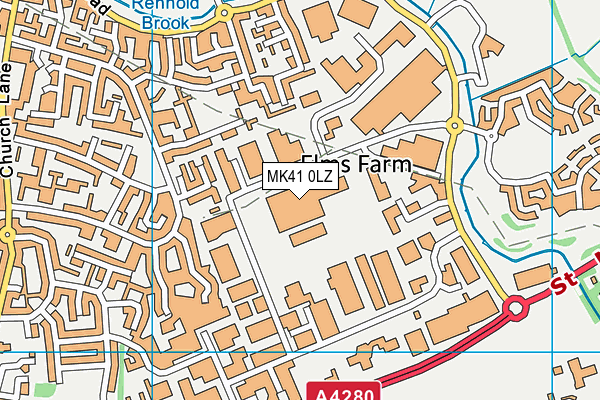 MK41 0LZ map - OS VectorMap District (Ordnance Survey)