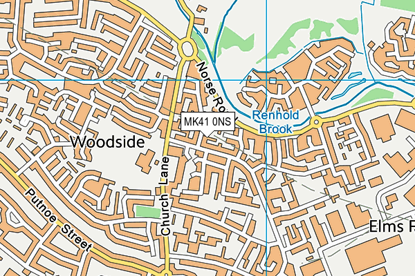 MK41 0NS map - OS VectorMap District (Ordnance Survey)