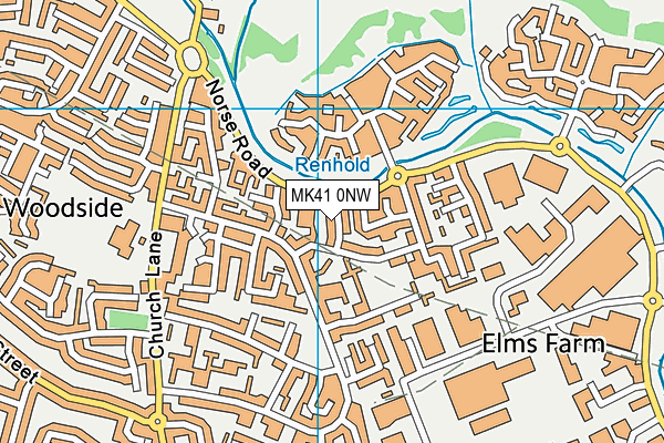 MK41 0NW map - OS VectorMap District (Ordnance Survey)