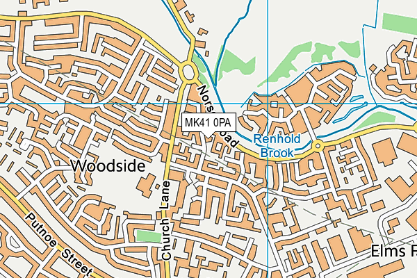 MK41 0PA map - OS VectorMap District (Ordnance Survey)