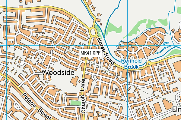 MK41 0PF map - OS VectorMap District (Ordnance Survey)