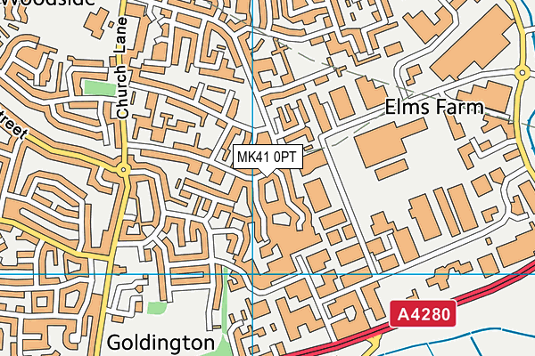 MK41 0PT map - OS VectorMap District (Ordnance Survey)