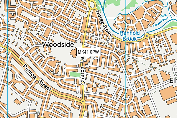 Church Lane Community Centre (Closed) map (MK41 0PW) - OS VectorMap District (Ordnance Survey)