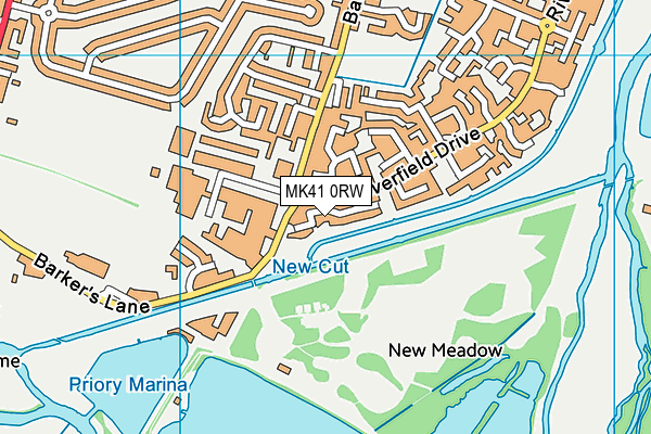 MK41 0RW map - OS VectorMap District (Ordnance Survey)