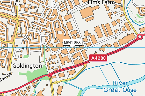 MK41 0RX map - OS VectorMap District (Ordnance Survey)