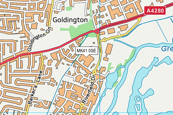 MK41 0SE map - OS VectorMap District (Ordnance Survey)