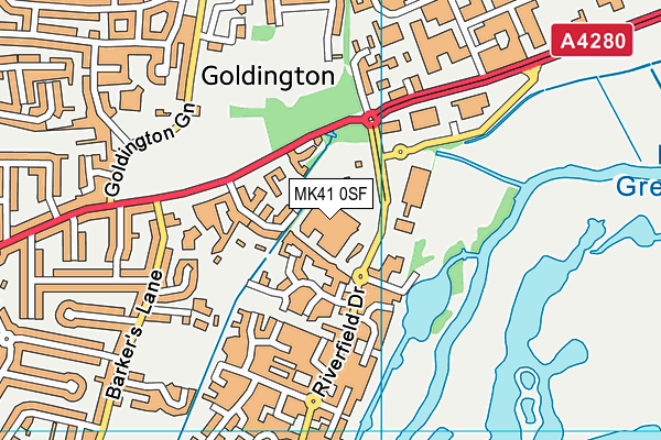 MK41 0SF map - OS VectorMap District (Ordnance Survey)
