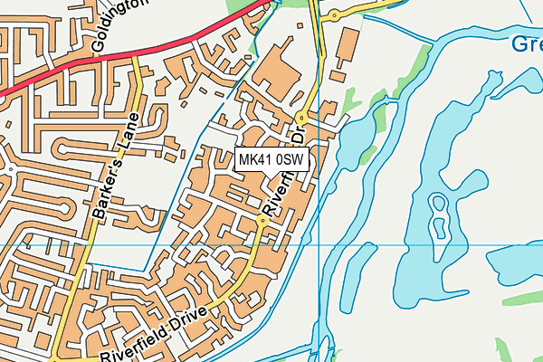 MK41 0SW map - OS VectorMap District (Ordnance Survey)