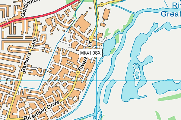 MK41 0SX map - OS VectorMap District (Ordnance Survey)