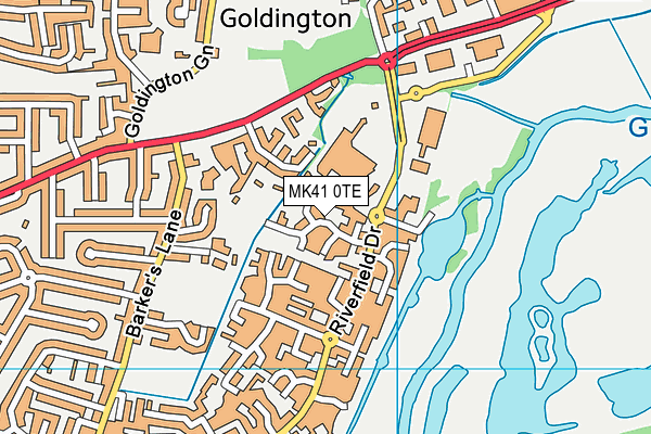 MK41 0TE map - OS VectorMap District (Ordnance Survey)