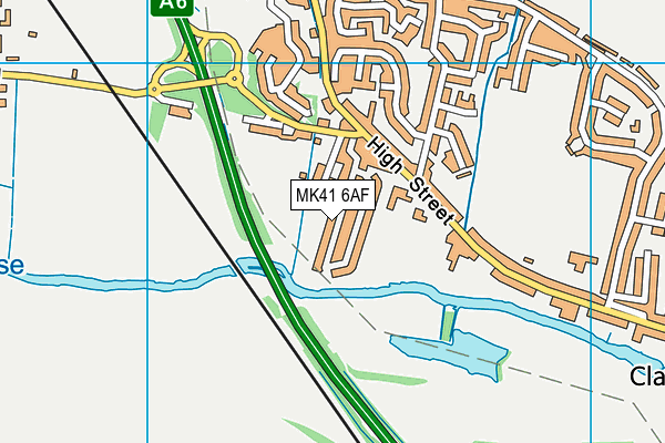 MK41 6AF map - OS VectorMap District (Ordnance Survey)