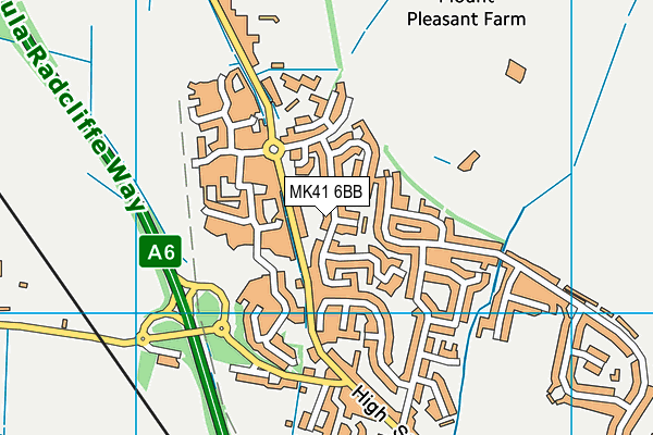 MK41 6BB map - OS VectorMap District (Ordnance Survey)