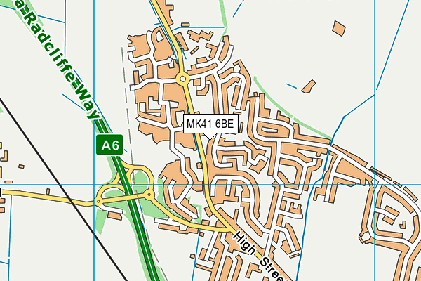 MK41 6BE map - OS VectorMap District (Ordnance Survey)