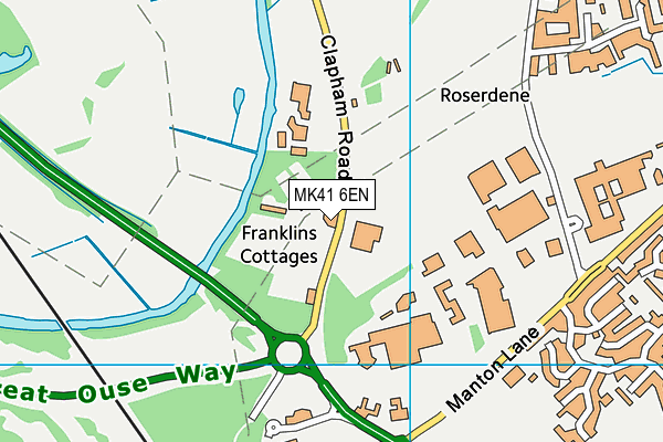 Bedford Greenacre Independent School Playing Fields map (MK41 6EN) - OS VectorMap District (Ordnance Survey)