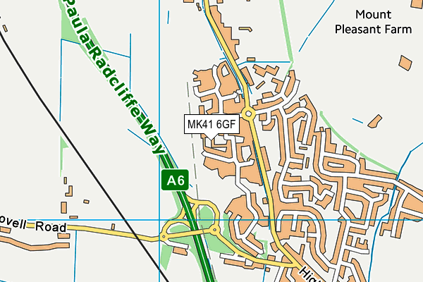 MK41 6GF map - OS VectorMap District (Ordnance Survey)