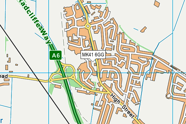 MK41 6GG map - OS VectorMap District (Ordnance Survey)