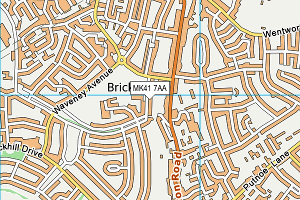 Brickhill Primary School map (MK41 7AA) - OS VectorMap District (Ordnance Survey)