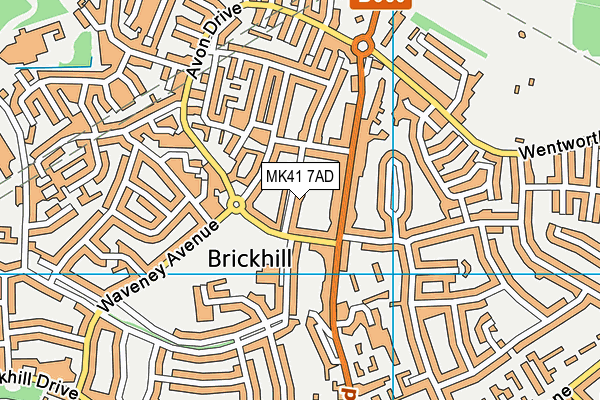 MK41 7AD map - OS VectorMap District (Ordnance Survey)