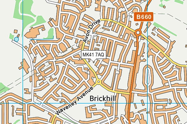 MK41 7AQ map - OS VectorMap District (Ordnance Survey)