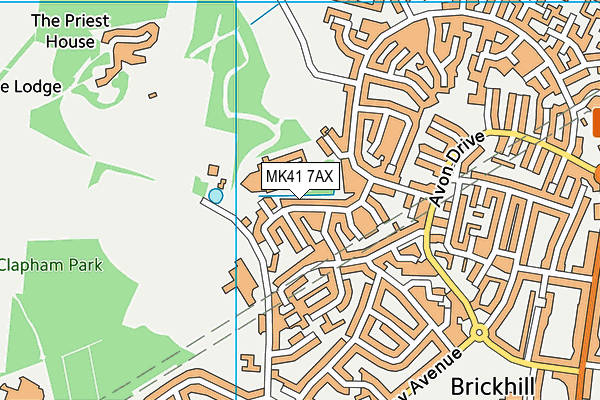 MK41 7AX map - OS VectorMap District (Ordnance Survey)