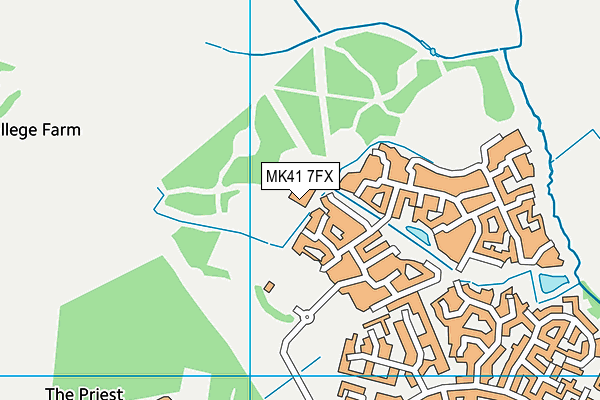 MK41 7FX map - OS VectorMap District (Ordnance Survey)