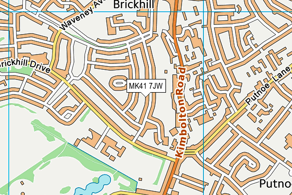 MK41 7JW map - OS VectorMap District (Ordnance Survey)