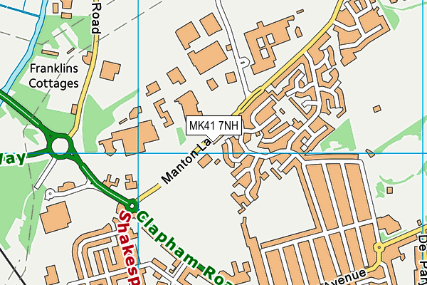 Edith Cavell Primary School map (MK41 7NH) - OS VectorMap District (Ordnance Survey)