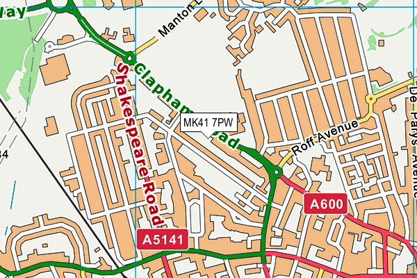 MK41 7PW map - OS VectorMap District (Ordnance Survey)