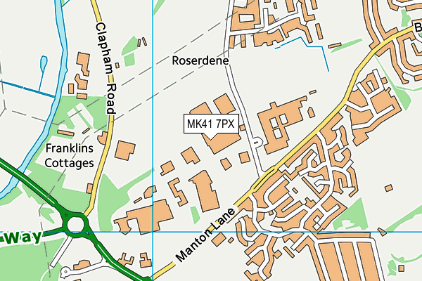 MK41 7PX map - OS VectorMap District (Ordnance Survey)