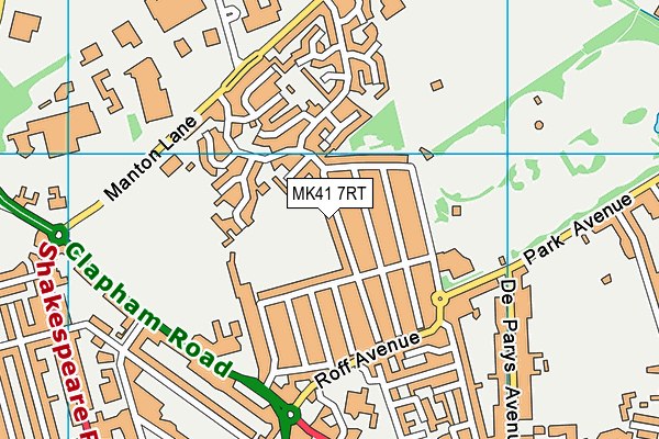 MK41 7RT map - OS VectorMap District (Ordnance Survey)