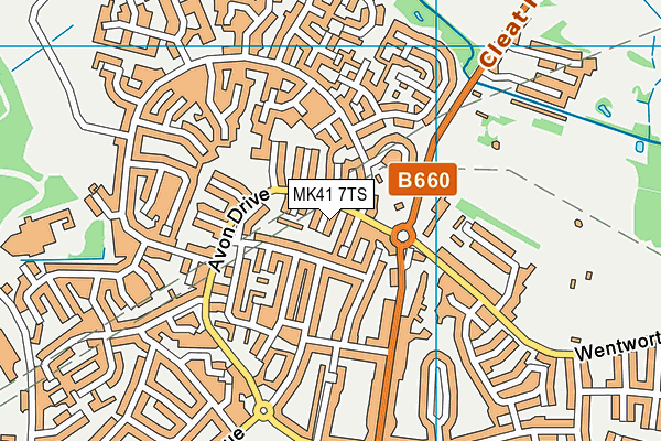 MK41 7TS map - OS VectorMap District (Ordnance Survey)