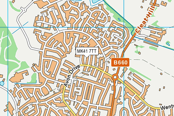 MK41 7TT map - OS VectorMap District (Ordnance Survey)