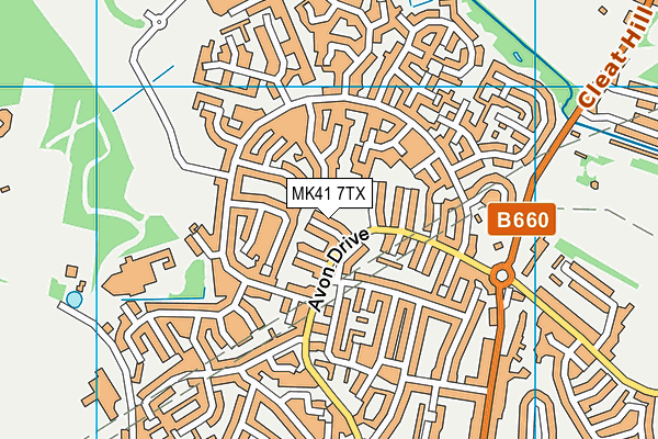 MK41 7TX map - OS VectorMap District (Ordnance Survey)