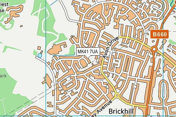 MK41 7UA map - OS VectorMap District (Ordnance Survey)