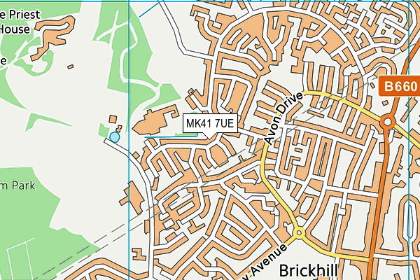 MK41 7UE map - OS VectorMap District (Ordnance Survey)