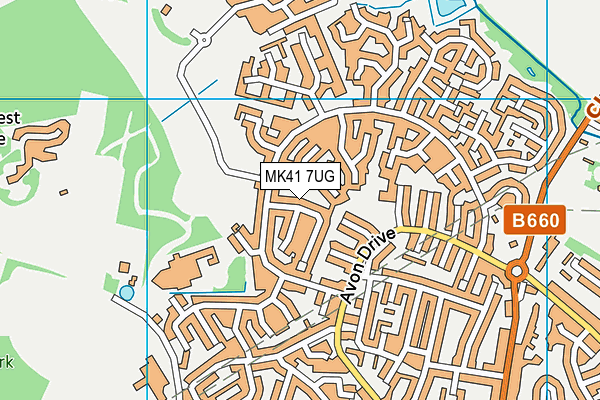 MK41 7UG map - OS VectorMap District (Ordnance Survey)