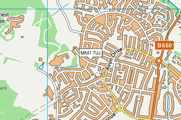MK41 7UJ map - OS VectorMap District (Ordnance Survey)