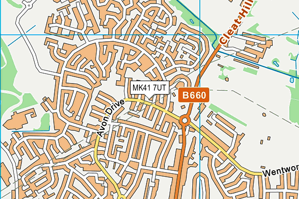 MK41 7UT map - OS VectorMap District (Ordnance Survey)