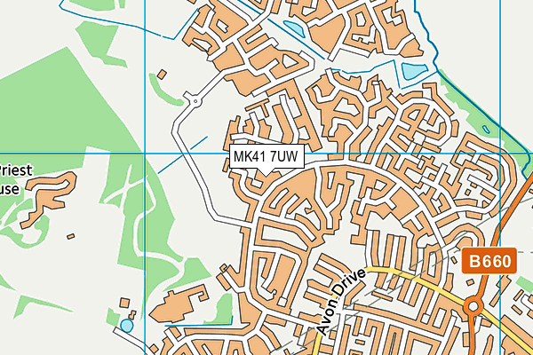 MK41 7UW map - OS VectorMap District (Ordnance Survey)