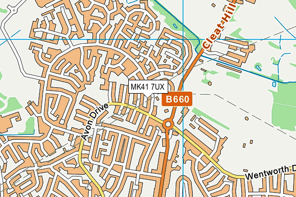 MK41 7UX map - OS VectorMap District (Ordnance Survey)