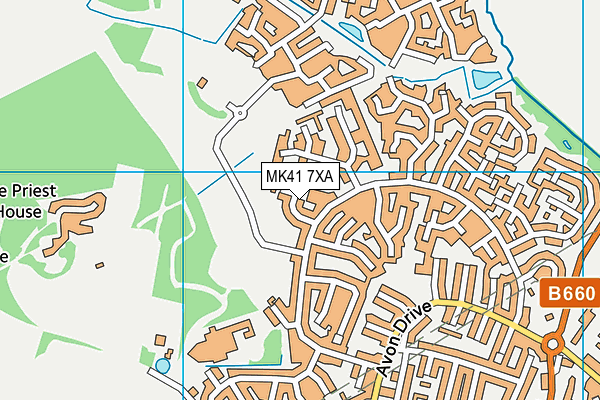 MK41 7XA map - OS VectorMap District (Ordnance Survey)
